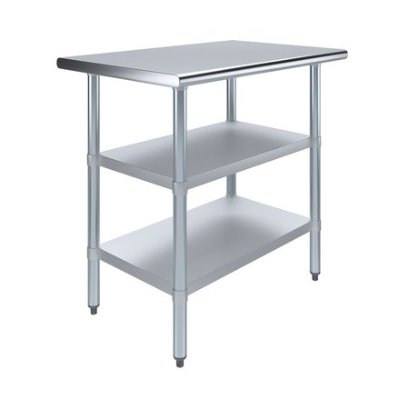 Amgood 24x36 Prep Table with Stainless Steel Top and 2 Shelves AMG WT-2436-2SH